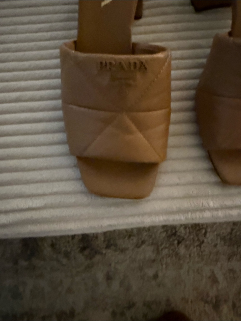 Prada Quilted Tan Leather Slide Mules - Picture 2 of 9